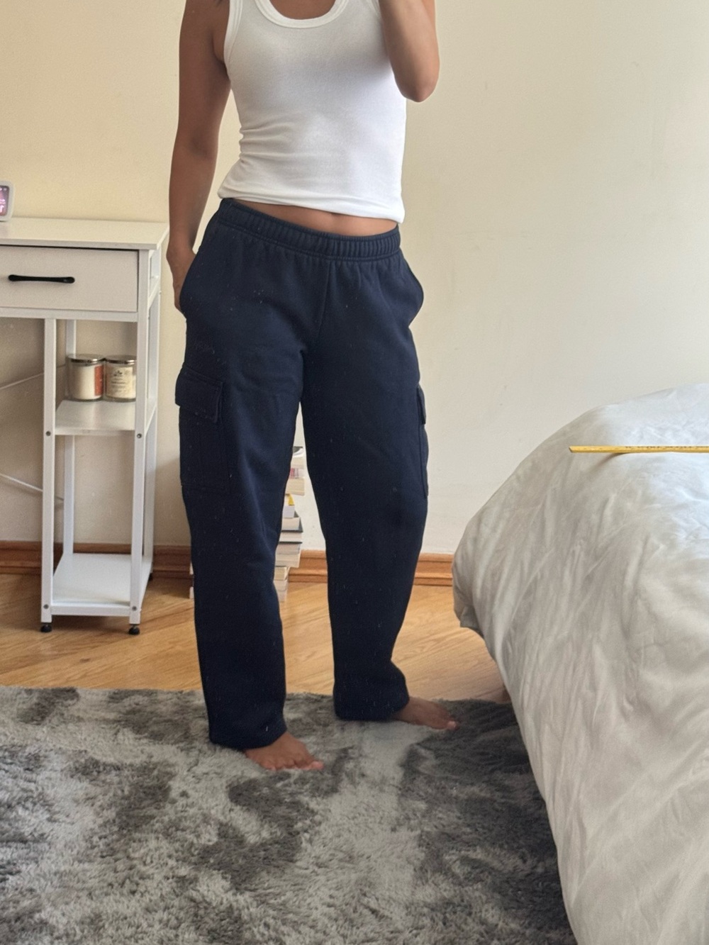 Aritzia Navy Cargo Sweatpants - Relaxed Fit